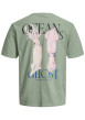 Thumbnail T-shirt en coton vert imprimé à coupe droite pourvu d'un col rond - Image 2