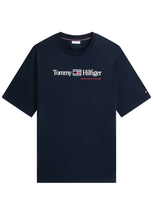 T-shirt marine en coton biologique avec un col...