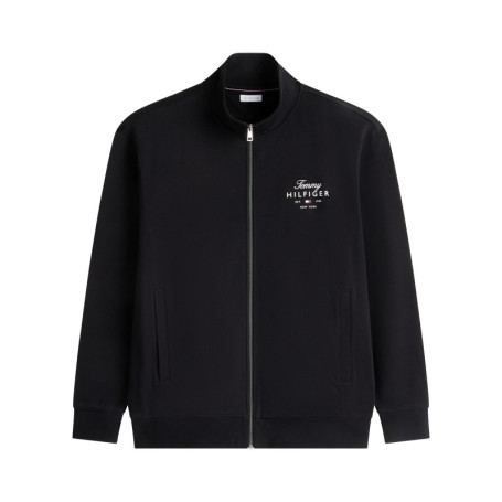 Gilet zippé en coton noir uni avec une coupe...