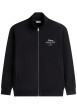 Thumbnail Gilet zippé en coton noir uni avec une coupe droite et un col montant