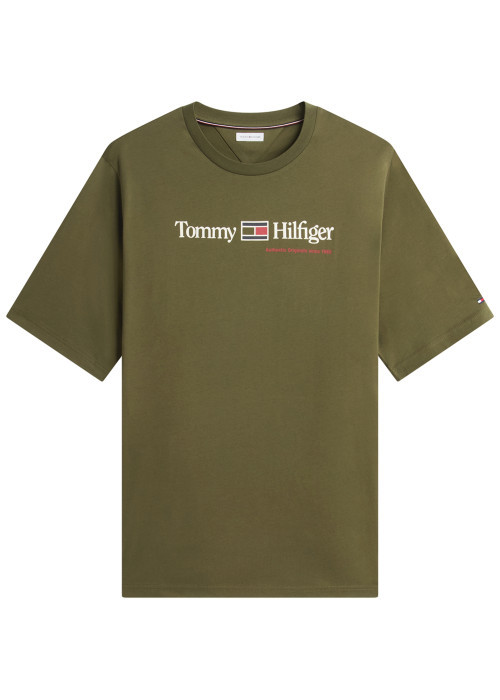 T-shirt kaki uni en coton biologique avec une...