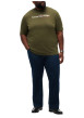Thumbnail T-shirt kaki uni en coton biologique avec une coupe droite et un col rond - Image 4