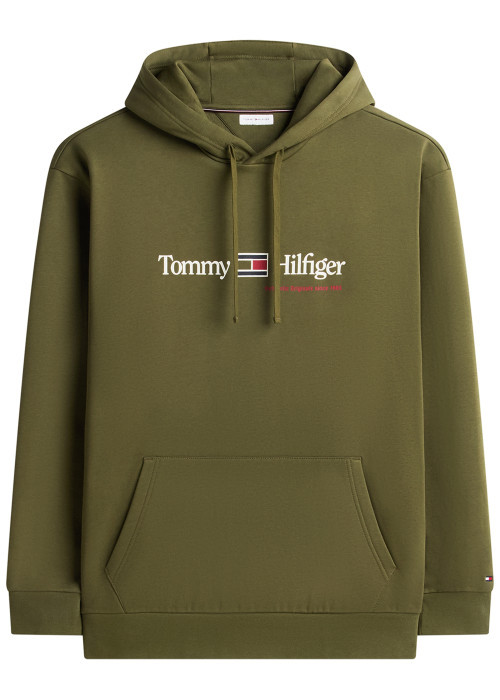 Sweat à capuche kaki uni avec une coupe droite...
