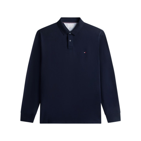 Polo en coton biologique marine uni avec un col...