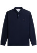 Thumbnail Polo en coton biologique marine uni avec un col boutonné et des manches longues