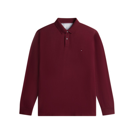 Polo en coton biologique bordeaux uni avec un...