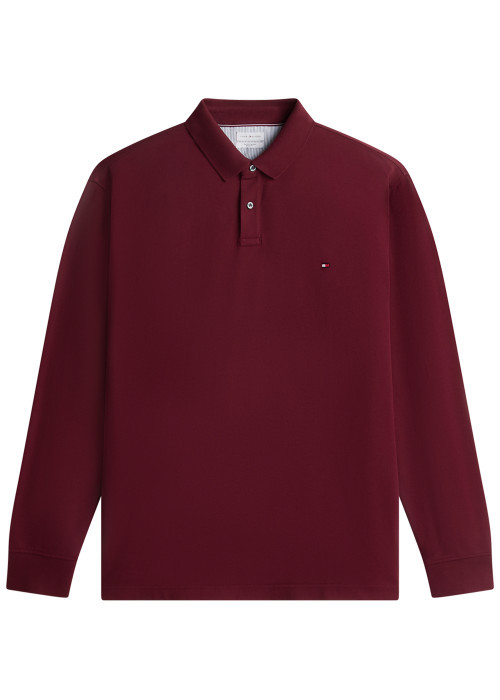 Polo en coton biologique bordeaux uni avec un...