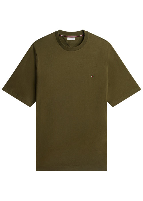 T-shirt kaki uni en coton biologique avec une...