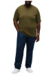 Thumbnail T-shirt kaki uni en coton biologique avec une coupe droite et un col rond - Image 4