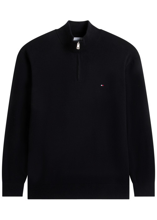 Pull en coton biologique noir uni avec un col...