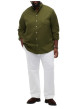 Thumbnail Chemise en coton kaki unie avec une coupe droite et un col boutonné - Image 4