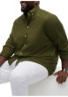 Thumbnail Chemise en coton kaki unie avec une coupe droite et un col boutonné - Image 5