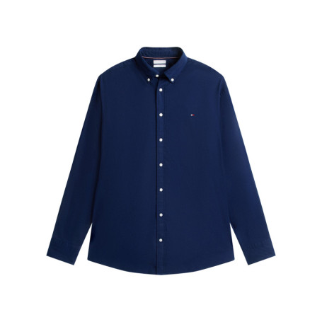 Chemise bleu marine unie en coton avec un col...