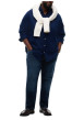 Thumbnail Chemise bleu marine unie en coton avec un col boutonné et des manches longues - Image 4