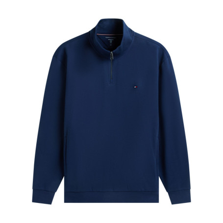 Sweat en coton mélangé bleu uni avec un col...