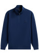 Thumbnail Sweat en coton mélangé bleu uni avec un col camionneur et 1 poche kangourou