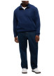 Thumbnail Sweat en coton mélangé bleu uni avec un col camionneur et 1 poche kangourou - Image 4