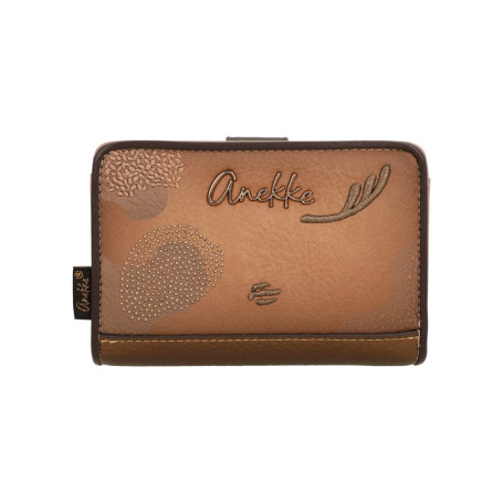 Portefeuille camel en simili-cuir à motifs...
