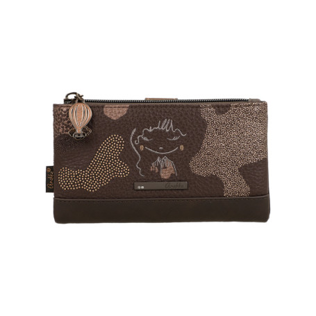 Portefeuille marron en simili-cuir grainé à...