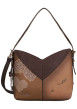 Thumbnail Sac à main porté épaule bicolore en simili-cuir grainé à empiècement en V