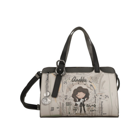 Sac à main porté épaule gris et noir à...