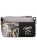 Thumbnail Sac à bandoulière gris et noir à broderies et triple compartiment - Image 2