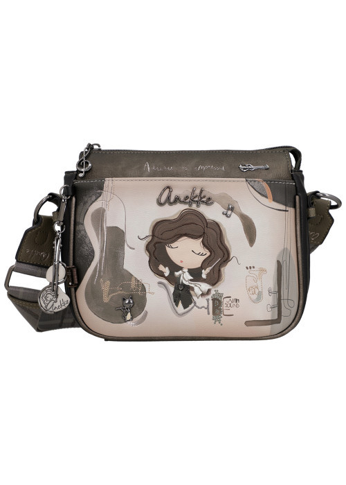 Sac à bandoulière kaki et beige doté d'un...