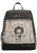 Thumbnail Sac à dos gris à illustrations musicales et poupée avec un design trapèze