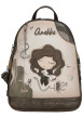 Thumbnail Sac à dos bronze à illustrations poupée doté de trois compartiments zippés