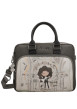 Thumbnail Sac porte documents noir gris et écru à imprimé musicales dotée de 2 anses