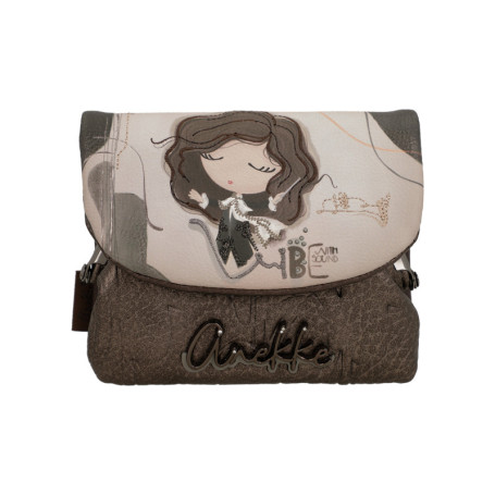 Porte-monnaie marron et beige en simili-cuir...