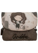 Thumbnail Porte-monnaie marron et beige en simili-cuir grainé et signature embossé