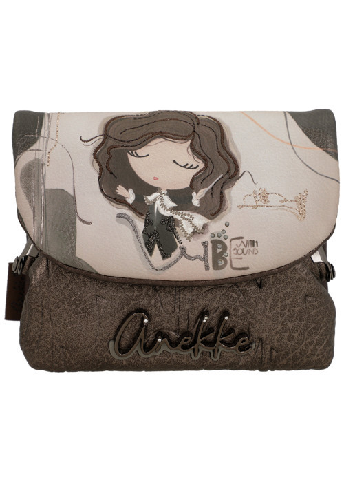 Porte-monnaie marron et beige en simili-cuir...