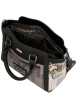 Thumbnail Sac à main noir à surpiqûres graphiques et triple compartiment - Image 5