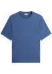 Thumbnail T-shirt bleu uni en coton biologique avec un col rond et des manches courtes