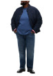Thumbnail T-shirt bleu uni en coton biologique avec un col rond et des manches courtes - Image 4