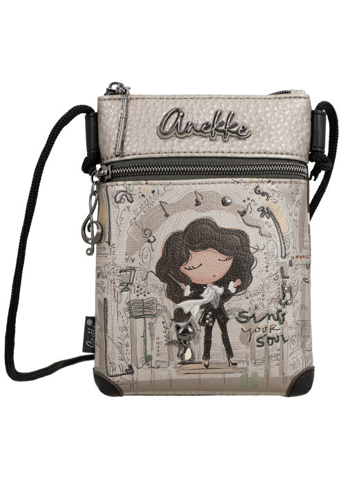 Mini sac multicolore à illustrations musicales doté de deux compartiments zippés