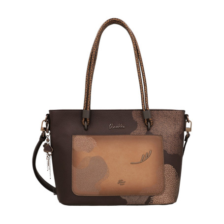 Sac shopping tricolore en simili-cuir grainé à...