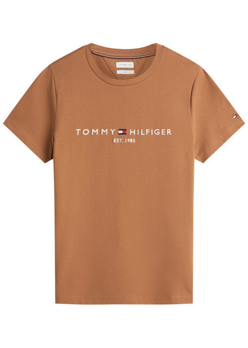 T-shirt en coton biologique camel pourvu d'une...