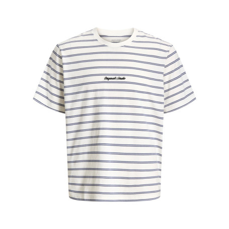 T-shirt en coton biologique blanc à rayures...