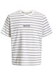 Thumbnail T-shirt en coton biologique blanc à rayures pourvu d'une coupe droite