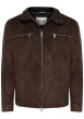 Thumbnail Blouson marron uni avec un col à revers et une fermeture zippée