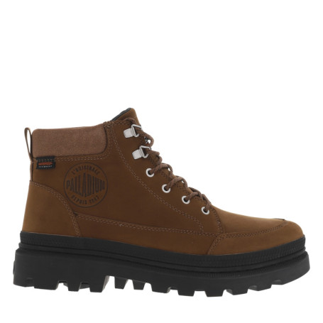 Bottines en cuir marron à talon décroché bas...