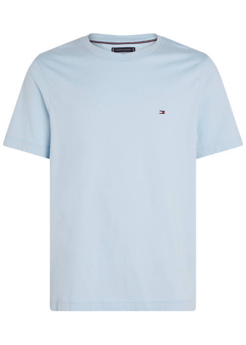 T-shirt en coton ciel à coupe droite pourvu d'un col rond et de manches courtes