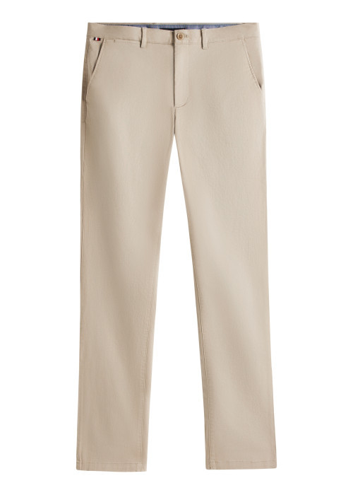 Pantalon chino Denton en coton beige à coupe droite pourvu de poches