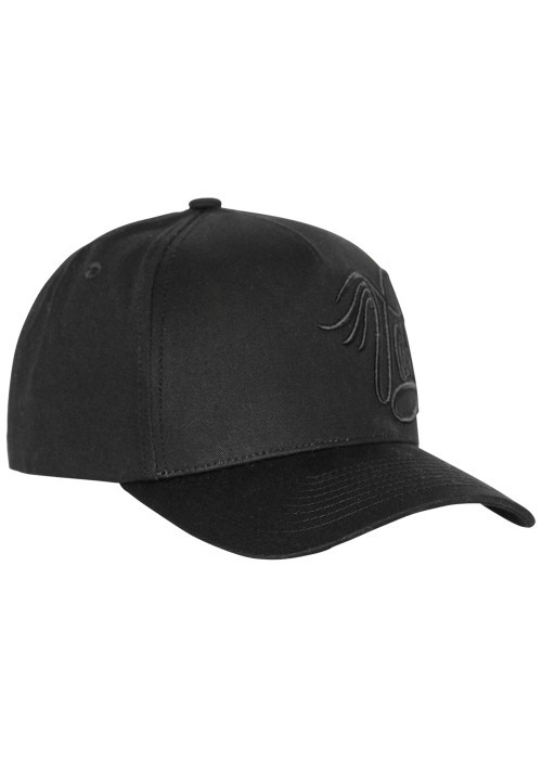 Casquette en coton noire pourvue d'une fermeture à pression snapback