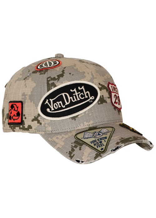 Casquette en coton beige pourvue d'une fermeture à pression snapback