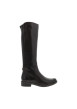 Thumbnail Bottes hautes en cuir chocolat à talon décroché bas et soufflet élastiqué