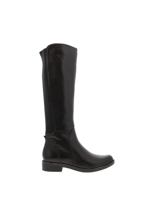 Bottes hautes en cuir chocolat à talon décroché...