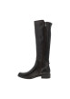 Thumbnail Bottes hautes en cuir chocolat à talon décroché bas et soufflet élastiqué - Image 3